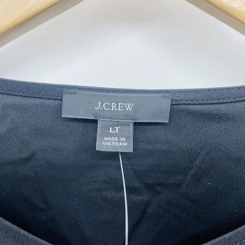 J Crew Womens Size LT Large‎ Tall Long Sleeve Keyhole Top in Black BL712 1992